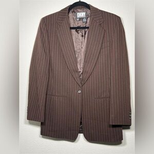 DKNY Brown Wool Striped Blazer
